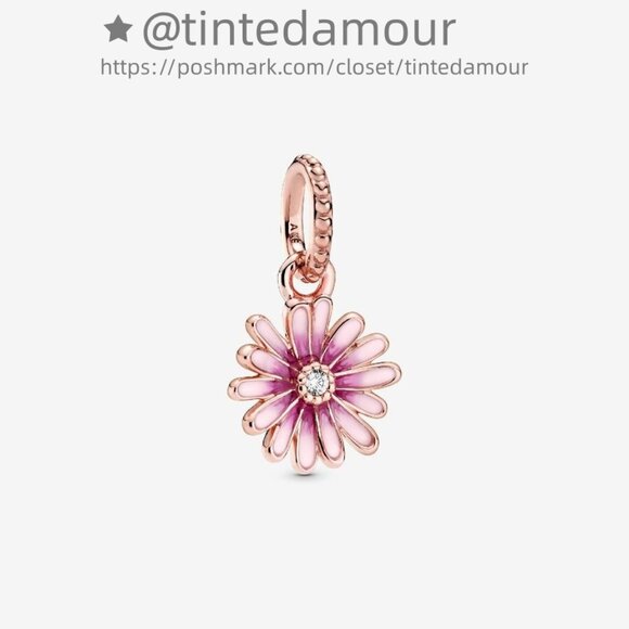 Pandora Pink Daisy Flower Dangle Charm - Picture 1 of 2